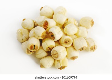 lotus seeds on white background