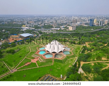 Lotus Temple Aerial View using drone