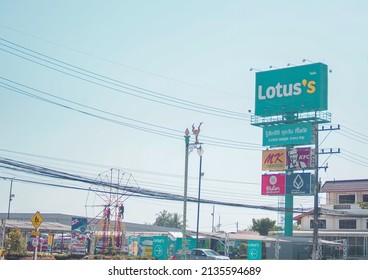 Lotus's signage, the Tesco brand is changing the name of its Tesco stores in Thailand to Lotus's. The logo comes in a new pastel tone of green and yellow. Chiang Mai, Thailand - February 15, 2022