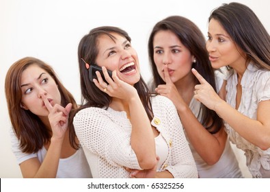 Loud Woman On The Phone And Other Girls Asking Her To Lower Her Voice