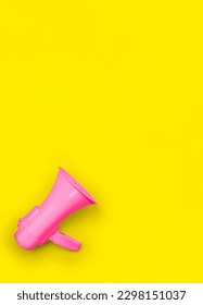Loudhailer or megaphone. Announcement, advertising, public hearing concept. Mockup design with loudspeaker, background with blank empty space for copy space