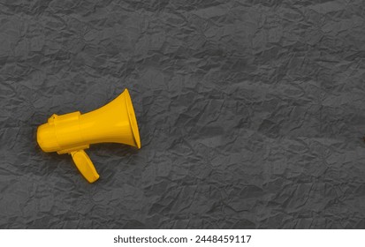 Loudhailer or megaphone. Announcement, advertising, public hearing concept. Mockup design with loudspeaker, background with blank empty space for copy space