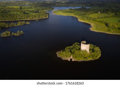 Lough Oughter, co. Cavan / Ireland - June 2020 : Ireland truly hidden gem - Cloughoughter Castle that sits on a small island in Lough Oughter in county Cavan. 