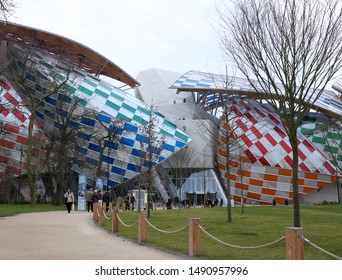 Louis Vuitton Foundation Decorated By Daniel Buren. Paris, France. January 2017.