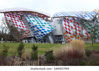 Louis Vuitton Foundation Decorated By Daniel Buren. Paris, France. January 2017.