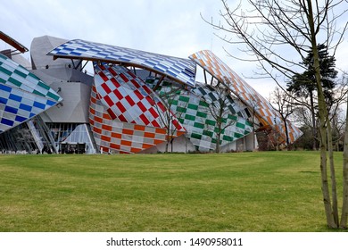 Louis Vuitton Foundation Decorated By Daniel Buren. Paris, France. January 2017.