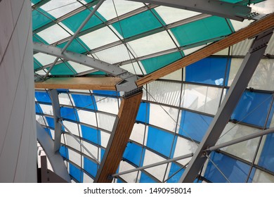 Louis Vuitton Foundation Decorated By Daniel Buren. Paris, France. January 2017.