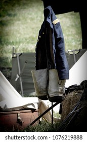 LOUISA, VA – JUNE 9, 2012: Men Re-enact The Civil War Battle Of Trevilian Station In Louisa, Virginia On The Original Site Which Took Place June 11,12, 1864 Between Union And Confederate Cavalry.