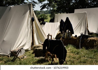 LOUISA, VA – JUNE 9, 2012: Men Re-enact The Civil War Battle Of Trevilian Station In Louisa, Virginia On The Original Site Which Took Place June 11,12, 1864 Between Union And Confederate Cavalry.