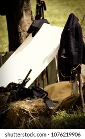 LOUISA, VA – JUNE 9, 2012: Men Re-enact The Civil War Battle Of Trevilian Station In Louisa, Virginia On The Original Site Which Took Place June 11,12, 1864 Between Union And Confederate Cavalry.