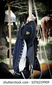 LOUISA, VA – JUNE 9, 2012: Men Re-enact The Civil War Battle Of Trevilian Station In Louisa, Virginia On The Original Site Which Took Place June 11,12, 1864 Between Union And Confederate Cavalry.