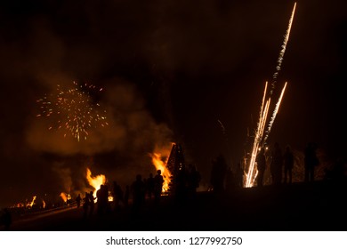 Louisiana Cajun Tradition Of Christmas Bonfires On The Mississippi River Levee