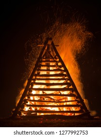 Louisiana Cajun Tradition Of Christmas Bonfires On The Mississippi River Levee