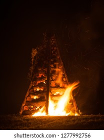 Louisiana Cajun Tradition Of Christmas Bonfires On The Mississippi River Levee