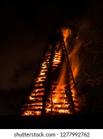 Louisiana Cajun Tradition Of Christmas Bonfires On The Mississippi River Levee