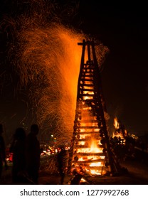 Louisiana Cajun Tradition Of Christmas Bonfires On The Mississippi River Levee