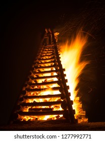 Louisiana Cajun Tradition Of Christmas Bonfires On The Mississippi River Levee