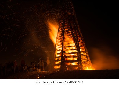 Louisiana Cajun Tradition Of Christmas Bonfires On The Mississippi River Levee