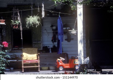 LOUISIANA - CIRCA 1980's: Rocking chair on a front porch, LA