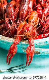 
Louisiana Crayfish In A Blue Bowl