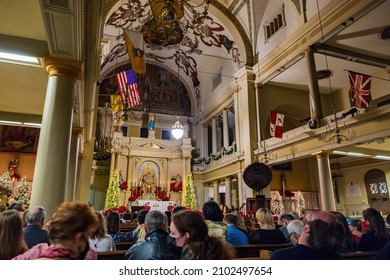 Louisiana, DEC 24 2021 - Christmas Eve Mass In St. Louis Cathedral