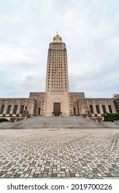 Louisiana State Capitol Building At Dusk