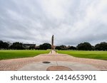 Louisiana State University’s War Memorial Tower with overcast skies before the storm 