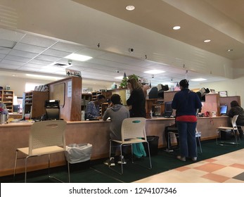 LOUISIANA, USA - JANUARY 24, 2019: People Visit Department Of Motor Vehicles (DMV) To Get Their Driving Licenses And Other Vehicle Related Issues Done.