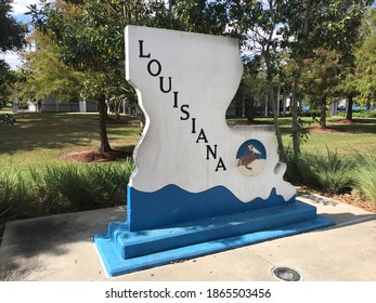 Louisiana Welcome Center I-10 Sign Map. Photo Image