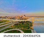 Louisville Kentucky skyline morning bridges