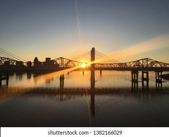 Louisville, Kentucky. Sunset on the water front