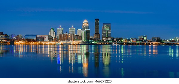 LOUISVILLE, KENTUCKY, USA - JULY 10, 2016: Louisville, located on the  banks of the Ohio River, is home to the Kentucky Derby and the hometown of Muhammad Ali.