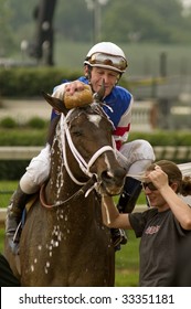 LOUISVILLE, KY - JUNE 14: Jockey Calvin Borel Cools Down His Horse, 