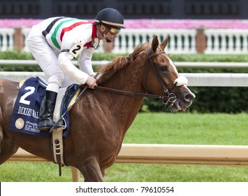 LOUISVILLE, KY - JUNE 18: Stephen Foster Day At Churchill Downs Horse Race Track June 18, 2011 In Louisville, KY. Dixies Valentine (jockey Calvin Borel) Finishes Second At The Arabians Race