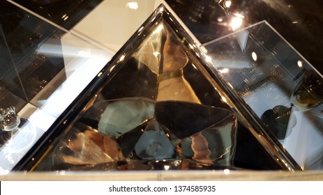 Louisville, Ky, May 27, 2016 Looking Down Inside Of American Pharoah's Triple Crown Trophy For United States Thoroughbred Horse Racing On Display At The Kentucky Derby Museum