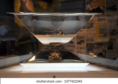 Louisville, Ky, May 27, 2016 American Pharoah's Triple Crown Trophy For United States Thoroughbred Horse Racing On Display At The Kentucky Derby Museum