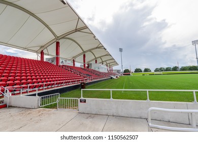 LOUISVILLE, KY, USA - JULY 22, 2018: The Dr. Mark & Cindy Lynn Stadium Was Built In 2013 For The University Of Louisville Men's And Women's Soccer Teams.