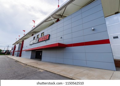 LOUISVILLE, KY, USA - JULY 22, 2018: The Dr. Mark & Cindy Lynn Stadium Was Built In 2013 For The University Of Louisville Men's And Women's Soccer Teams.