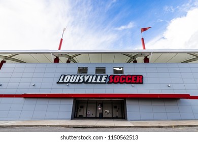 LOUISVILLE, KY, USA - JULY 22, 2018: The Dr. Mark & Cindy Lynn Stadium Was Built In 2013 For The University Of Louisville Men's And Women's Soccer Teams.