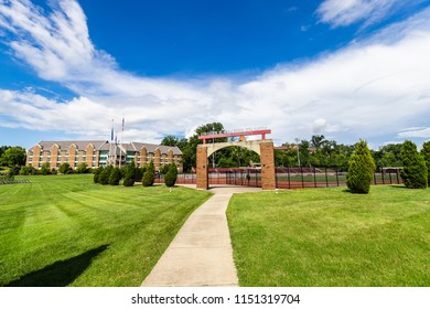 LOUISVILLE, KY, USA - JULY 22, 2018: In 2007, The Owsley B. Frazier Stadium On The Campus Of Bellarmine University. This Stadium Is Used For Soccer, Field Hockey, Lacrosse, And Track & Field.