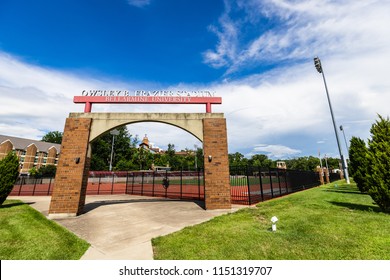 LOUISVILLE, KY, USA - JULY 22, 2018: In 2007, The Owsley B. Frazier Stadium On The Campus Of Bellarmine University. This Stadium Is Used For Soccer, Field Hockey, Lacrosse, And Track & Field.