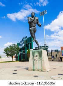 LOUISVILLE, KY, USA - JULY 23, 2018: The Paul Hornung Statue Was Built Outside Of Louisville Slugger Field To Honor The Hometown Hero.