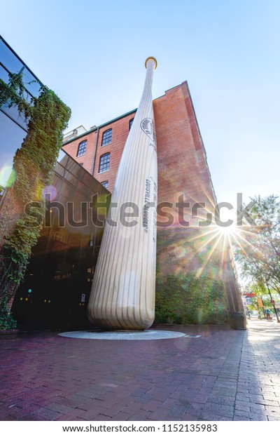 LOUISVILLE, KY, USA - JULY 23, 2018: The\
Louisville Slugger Museum & Factory is located in the downtown\
Louisville and showcases the past, present and future of the brands\
success.