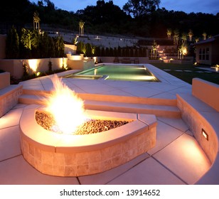 A Lounge Area In A New Luxury Backyard