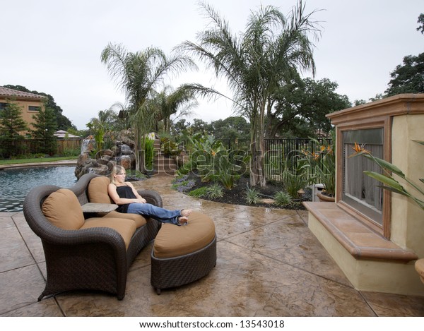 Lounge Area New Luxury Backyard Stock Photo (Edit Now) 13543018