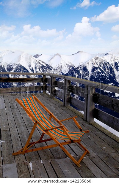 Lounge Chair Mountain Ski Resort Alps Nature Stock Image