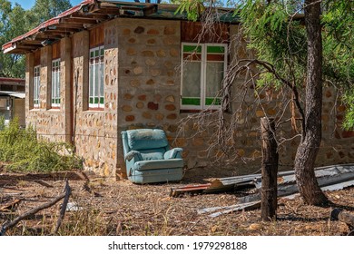 A Lounge Chair Outside Basic Accommodation In The Bush On The Gem Prospecting Leases In Outback Australia