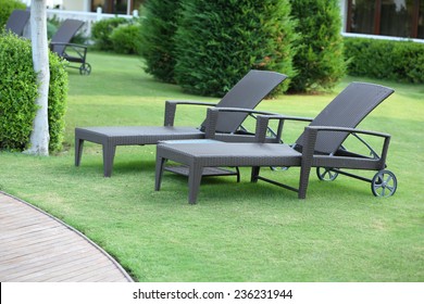 Lounge Sunbed In Hotel Garden