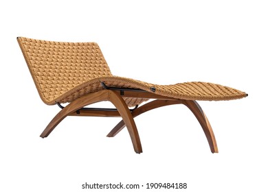Lounger Chair Made From Rattan And Wood, Brown Recliner From Rattan
