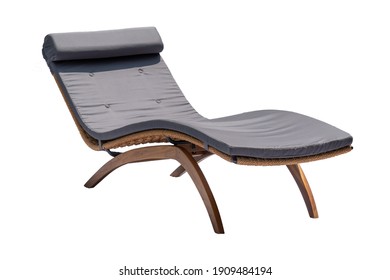 lounger chair made from rattan and wood, brown recliner from rattan